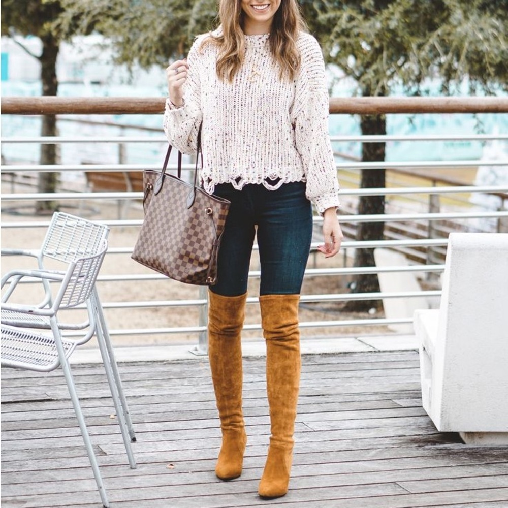 BRAND NEW - Goodnight Macaroon Over the Knee Suede Leather Boots